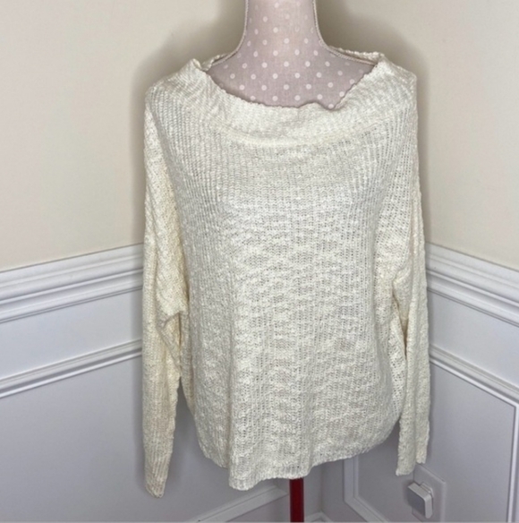 Cozy Women's Off-Shoulder Cream Sweater - Picture 4 of 11